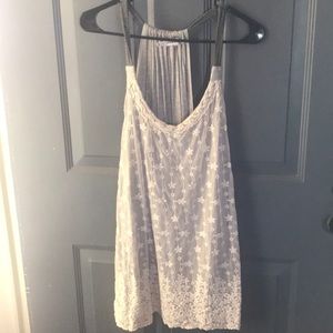 Gray and lace tank top